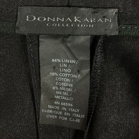 nwot DONNA KARAN COLLECTION ITALY Pants 8 Linen Black Metal Straight Leg Zip - Picture 3 of 9